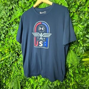 UNDER ARMOUR Shirt‎ Men Blue T Shirt USA 1776 Graphic Print Red White Blue 0363